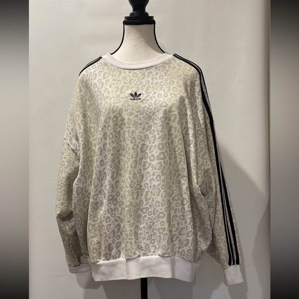 Adidas cheetah print oversized sweatshirt